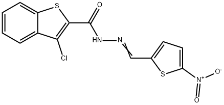 3-chloro-N'-({5-nitrothien-2-yl}methylene)-1-benzothiophene-2-carbohydrazide Struktur