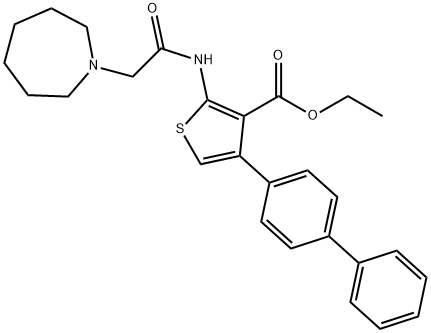 ethyl 2-[(1-azepanylacetyl)amino]-4-[1,1'-biphenyl]-4-yl-3-thiophenecarboxylate Struktur