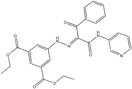 diethyl 5-{2-[1-benzoyl-2-oxo-2-(3-pyridinylamino)ethylidene]hydrazino}isophthalate Struktur