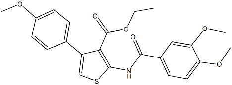 ethyl 2-[(3,4-dimethoxybenzoyl)amino]-4-(4-methoxyphenyl)-3-thiophenecarboxylate Struktur