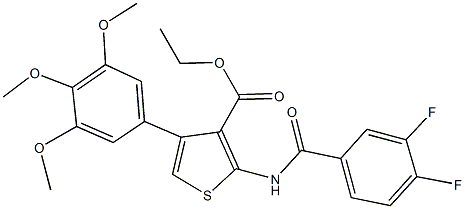 ethyl 2-[(3,4-difluorobenzoyl)amino]-4-(3,4,5-trimethoxyphenyl)-3-thiophenecarboxylate Struktur