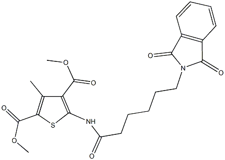 dimethyl 5-{[6-(1,3-dioxo-1,3-dihydro-2H-isoindol-2-yl)hexanoyl]amino}-3-methyl-2,4-thiophenedicarboxylate Struktur