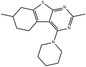 2,7-dimethyl-4-(1-piperidinyl)-5,6,7,8-tetrahydro[1]benzothieno[2,3-d]pyrimidine Struktur