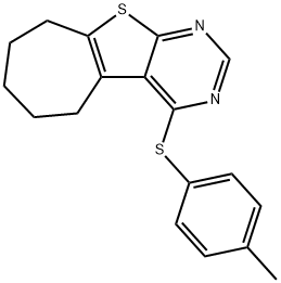 4-[(4-methylphenyl)sulfanyl]-6,7,8,9-tetrahydro-5H-cyclohepta[4,5]thieno[2,3-d]pyrimidine Struktur