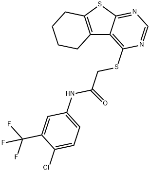 N-[4-chloro-3-(trifluoromethyl)phenyl]-2-(5,6,7,8-tetrahydro[1]benzothieno[2,3-d]pyrimidin-4-ylsulfanyl)acetamide Struktur