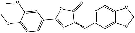 4-(1,3-benzodioxol-5-ylmethylene)-2-(3,4-dimethoxyphenyl)-1,3-oxazol-5(4H)-one Struktur