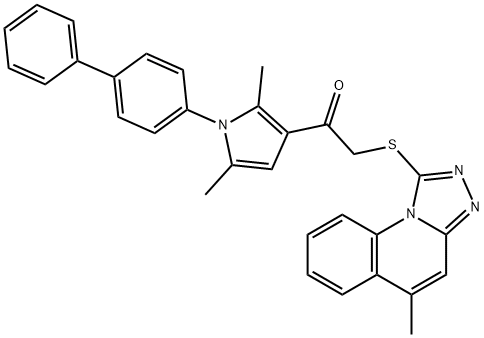 1-(1-[1,1'-biphenyl]-4-yl-2,5-dimethyl-1H-pyrrol-3-yl)-2-[(5-methyl[1,2,4]triazolo[4,3-a]quinolin-1-yl)sulfanyl]ethanone Struktur