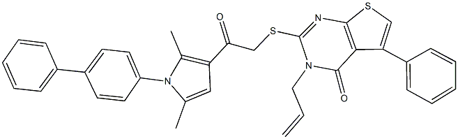 3-allyl-2-{[2-(1-[1,1'-biphenyl]-4-yl-2,5-dimethyl-1H-pyrrol-3-yl)-2-oxoethyl]sulfanyl}-5-phenylthieno[2,3-d]pyrimidin-4(3H)-one Struktur