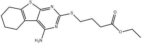 ethyl 4-[(4-amino-5,6,7,8-tetrahydro[1]benzothieno[2,3-d]pyrimidin-2-yl)sulfanyl]butanoate Struktur