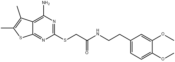 2-[(4-amino-5,6-dimethylthieno[2,3-d]pyrimidin-2-yl)sulfanyl]-N-[2-(3,4-dimethoxyphenyl)ethyl]acetamide Struktur