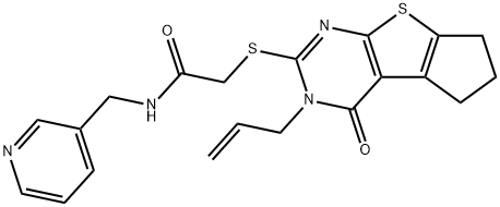 2-[(3-allyl-4-oxo-3,5,6,7-tetrahydro-4H-cyclopenta[4,5]thieno[2,3-d]pyrimidin-2-yl)sulfanyl]-N-(3-pyridinylmethyl)acetamide Struktur