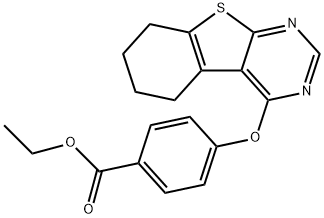 ethyl 4-(5,6,7,8-tetrahydro[1]benzothieno[2,3-d]pyrimidin-4-yloxy)benzoate Struktur