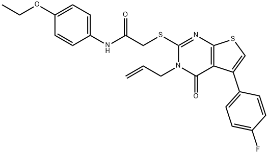 2-{[3-allyl-5-(4-fluorophenyl)-4-oxo-3,4-dihydrothieno[2,3-d]pyrimidin-2-yl]sulfanyl}-N-(4-ethoxyphenyl)acetamide Struktur