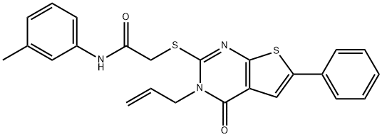 2-[(3-allyl-4-oxo-6-phenyl-3,4-dihydrothieno[2,3-d]pyrimidin-2-yl)sulfanyl]-N-(3-methylphenyl)acetamide Struktur