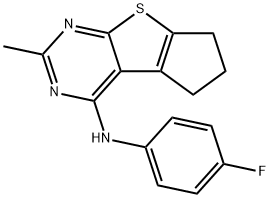 N-(4-fluorophenyl)-N-(2-methyl-6,7-dihydro-5H-cyclopenta[4,5]thieno[2,3-d]pyrimidin-4-yl)amine Struktur