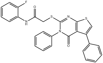 N-(2-fluorophenyl)-2-[(4-oxo-3,5-diphenyl-3,4-dihydrothieno[2,3-d]pyrimidin-2-yl)sulfanyl]acetamide Struktur