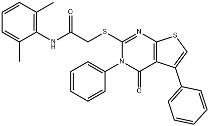 N-(2,6-dimethylphenyl)-2-[(4-oxo-3,5-diphenyl-3,4-dihydrothieno[2,3-d]pyrimidin-2-yl)sulfanyl]acetamide Struktur