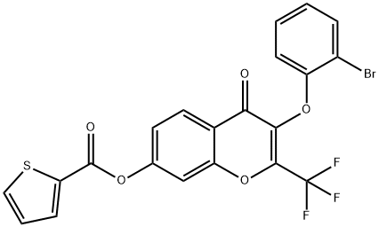 3-(2-bromophenoxy)-4-oxo-2-(trifluoromethyl)-4H-chromen-7-yl 2-thiophenecarboxylate Struktur