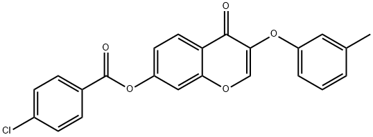 3-(3-methylphenoxy)-4-oxo-4H-chromen-7-yl 4-chlorobenzoate Struktur