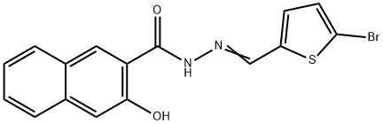 N'-[(5-bromothien-2-yl)methylene]-3-hydroxy-2-naphthohydrazide Struktur