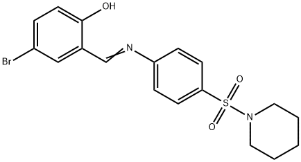 4-bromo-2-({[4-(1-piperidinylsulfonyl)phenyl]imino}methyl)phenol Struktur