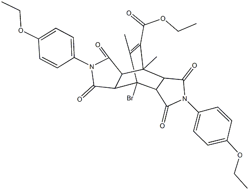 ethyl 7-bromo-4,10-bis(4-ethoxyphenyl)-1,14-dimethyl-3,5,9,11-tetraoxo-4,10-diazatetracyclo[5.5.2.0~2,6~.0~8,12~]tetradec-13-ene-13-carboxylate Struktur