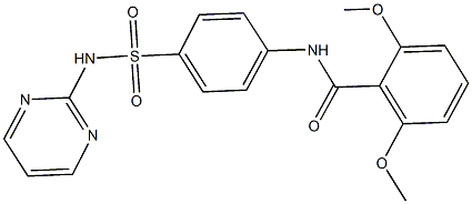 2,6-dimethoxy-N-{4-[(2-pyrimidinylamino)sulfonyl]phenyl}benzamide Struktur