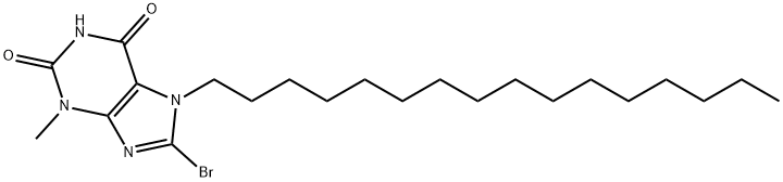 8-bromo-7-hexadecyl-3-methyl-3,7-dihydro-1H-purine-2,6-dione Struktur