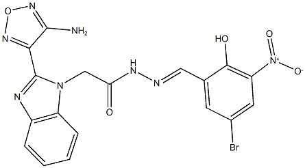 2-[2-(4-amino-1,2,5-oxadiazol-3-yl)-1H-benzimidazol-1-yl]-N'-{5-bromo-2-hydroxy-3-nitrobenzylidene}acetohydrazide Struktur