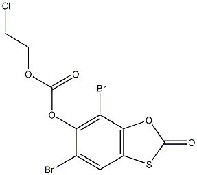 2-chloroethyl 5,7-dibromo-2-oxo-1,3-benzoxathiol-6-yl carbonate Struktur