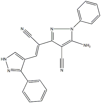 5-amino-3-[1-cyano-2-(3-phenyl-1H-pyrazol-4-yl)vinyl]-1-phenyl-1H-pyrazole-4-carbonitrile Struktur