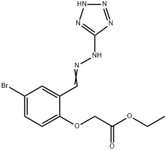 ethyl {4-bromo-2-[2-(1H-tetraazol-5-yl)carbohydrazonoyl]phenoxy}acetate Struktur