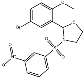 2-[5-bromo-2-(methyloxy)phenyl]-3-({3-nitrophenyl}sulfonyl)-1,3-thiazolidine Struktur