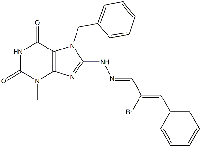 2-bromo-3-phenylacrylaldehyde (7-benzyl-3-methyl-2,6-dioxo-2,3,6,7-tetrahydro-1H-purin-8-yl)hydrazone Struktur