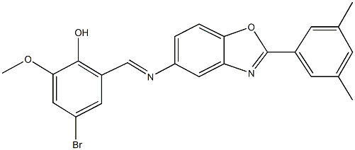 4-bromo-2-({[2-(3,5-dimethylphenyl)-1,3-benzoxazol-5-yl]imino}methyl)-6-methoxyphenol Struktur