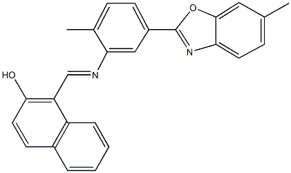 1-({[2-methyl-5-(6-methyl-1,3-benzoxazol-2-yl)phenyl]imino}methyl)-2-naphthol Struktur