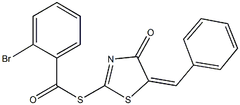 S-(5-benzylidene-4-oxo-4,5-dihydro-1,3-thiazol-2-yl) 2-bromobenzenecarbothioate Struktur