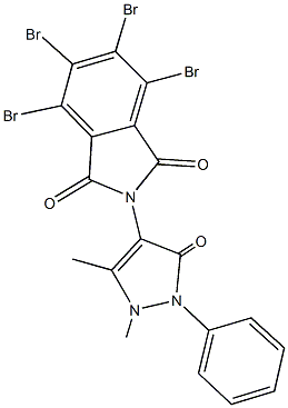 4,5,6,7-tetrabromo-2-(1,5-dimethyl-3-oxo-2-phenyl-2,3-dihydro-1H-pyrazol-4-yl)-1H-isoindole-1,3(2H)-dione Struktur