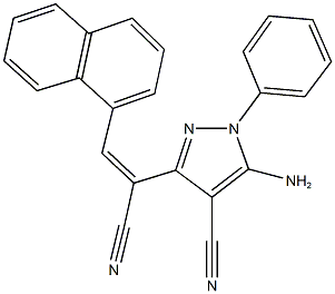 5-amino-3-[1-cyano-2-(1-naphthyl)vinyl]-1-phenyl-1H-pyrazole-4-carbonitrile Struktur