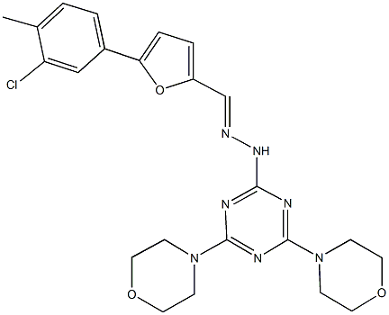 5-(3-chloro-4-methylphenyl)-2-furaldehyde [4,6-di(4-morpholinyl)-1,3,5-triazin-2-yl]hydrazone Struktur