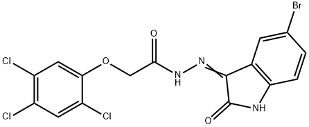 N'-(5-bromo-2-oxo-1,2-dihydro-3H-indol-3-ylidene)-2-(2,4,5-trichlorophenoxy)acetohydrazide Struktur