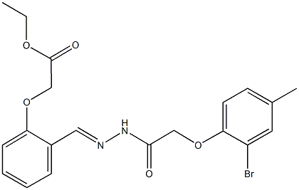 ethyl (2-{2-[(2-bromo-4-methylphenoxy)acetyl]carbohydrazonoyl}phenoxy)acetate Struktur