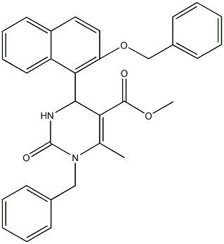 methyl 1-benzyl-4-[2-(benzyloxy)-1-naphthyl]-6-methyl-2-oxo-1,2,3,4-tetrahydropyrimidine-5-carboxylate Struktur