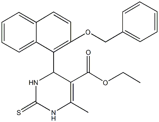 ethyl 4-[2-(benzyloxy)-1-naphthyl]-6-methyl-2-thioxo-1,2,3,4-tetrahydropyrimidine-5-carboxylate Struktur