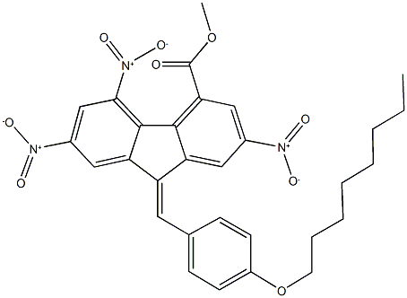 methyl 2,5,7-trisnitro-9-[4-(octyloxy)benzylidene]-9H-fluorene-4-carboxylate Struktur