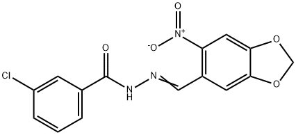 3-chloro-N'-({6-nitro-1,3-benzodioxol-5-yl}methylene)benzohydrazide Struktur