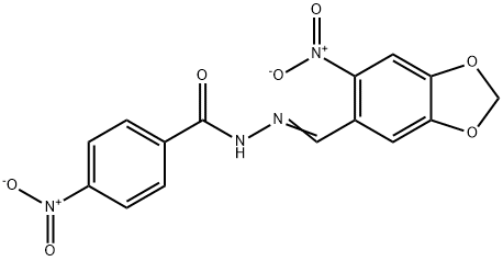 4-nitro-N'-({6-nitro-1,3-benzodioxol-5-yl}methylene)benzohydrazide Struktur