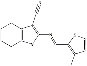 2-{[(3-methyl-2-thienyl)methylene]amino}-4,5,6,7-tetrahydro-1-benzothiophene-3-carbonitrile Struktur