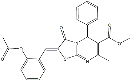 methyl 2-[2-(acetyloxy)benzylidene]-7-methyl-3-oxo-5-phenyl-2,3-dihydro-5H-[1,3]thiazolo[3,2-a]pyrimidine-6-carboxylate Struktur