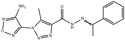 1-(4-amino-1,2,5-oxadiazol-3-yl)-5-methyl-N'-(1-phenylethylidene)-1H-1,2,3-triazole-4-carbohydrazide Struktur